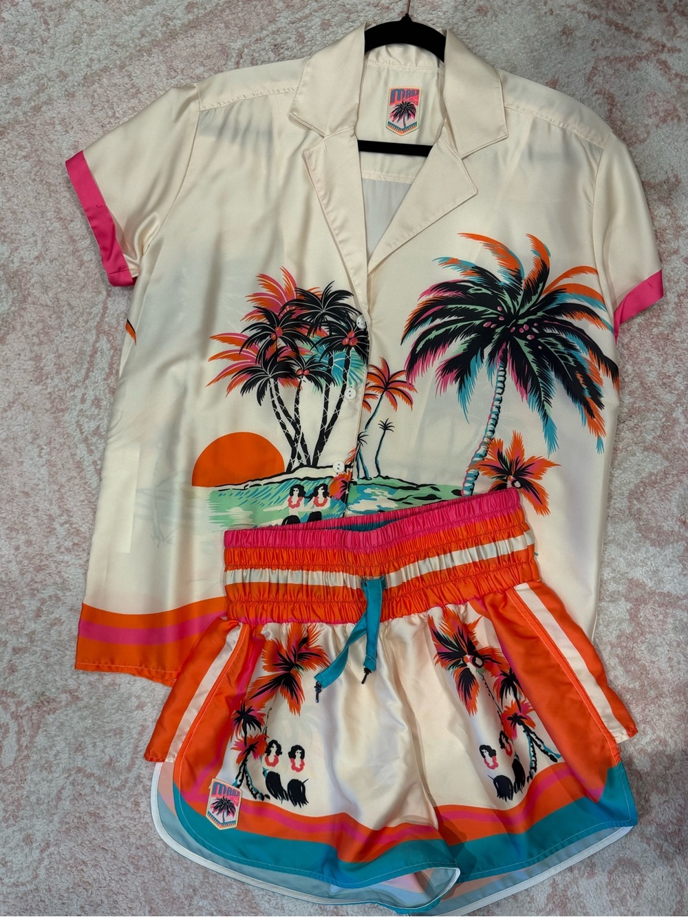 Maaji - Tropical Print Cream & Orange Women’s Shorts Set
